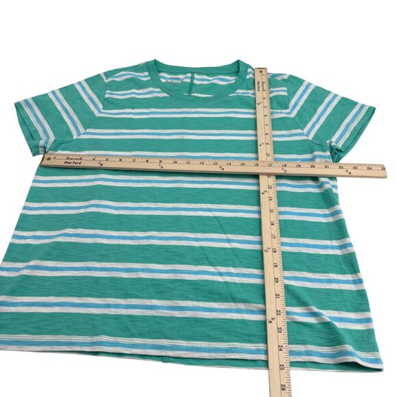 J. Crew Girlfriend Tee XXL Green/White Striped Cotton T-Shirt For Women - Picture 4 of 5
